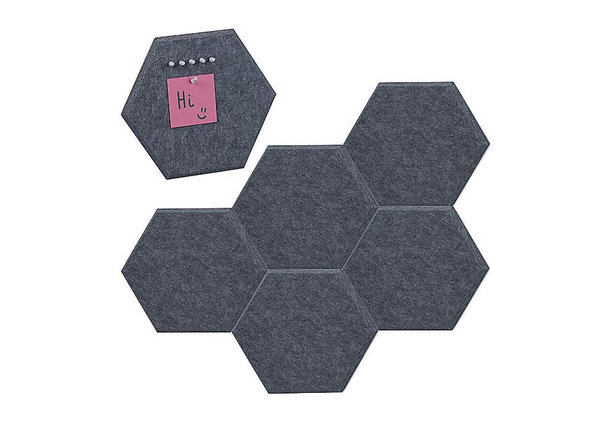 relaxdays Pinnwand Graue Filzpinnwand Sechsecke 6er Set günstig online kaufen