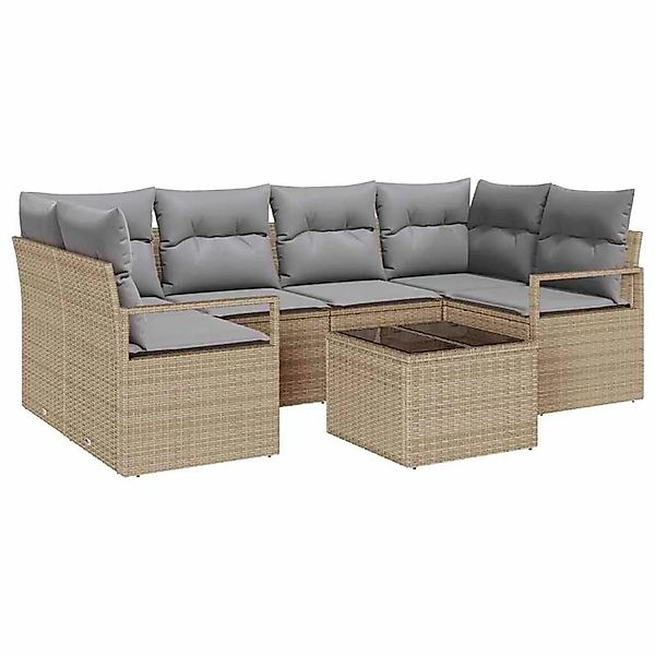 vidaXL Sofa Set mit Kissen 7-Tlg Beige und Grau Poly-Rattan 3346280 günstig online kaufen