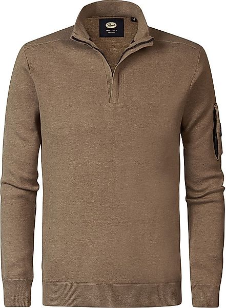 Petrol Half Zip Pull Melange Braun - Größe 3XL günstig online kaufen