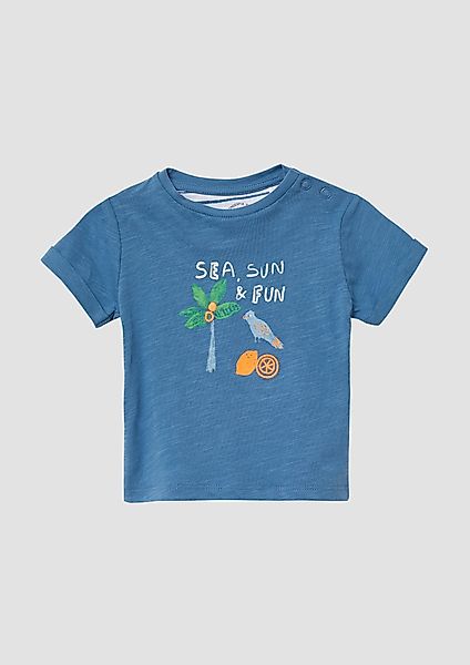 s.Oliver Kurzarmshirt Baumwoll-T-Shirt mit Stickerei und günstig online kaufen