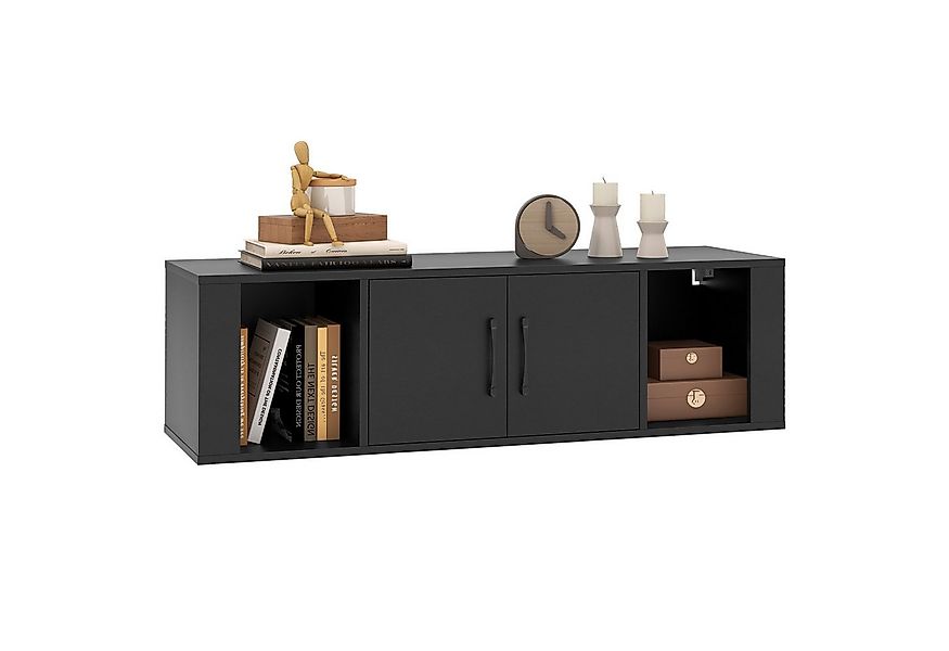COSTWAY Hängeschrank mit 4 Fächern & 2 Türen Lowboard für Fernseher, 108cm günstig online kaufen