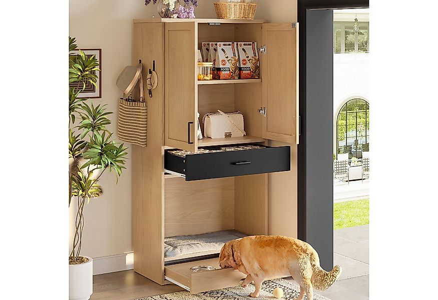 Flieks Hochschrank Tierschrank mit Futternäpfe, Hundebett und Haken (1-St., günstig online kaufen