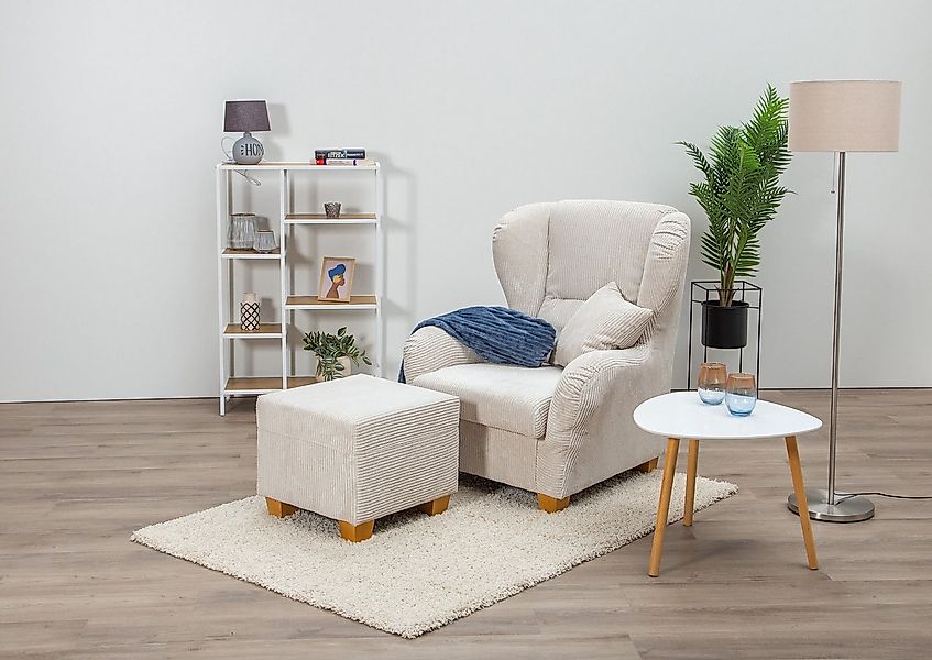 Home affaire Ohrensessel Oliver, Ohrensess,mit Hocker,Zierkissen,Klassische günstig online kaufen