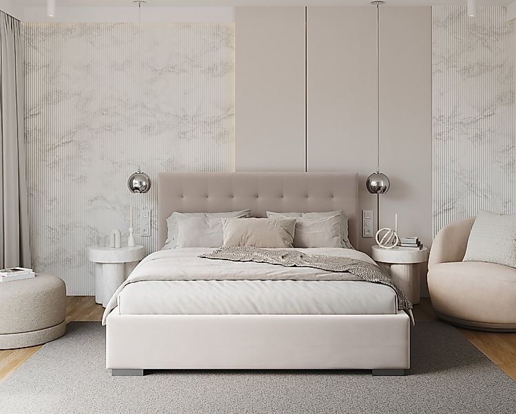 thematys Polsterbett Samt Velours Bett mit Bettkasten & Lattenrost, 120x200 günstig online kaufen