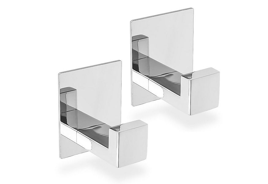 ECENCE Handtuchhalter 2x Handtuchhaken ohne Bohren selbstklebend Chrom günstig online kaufen