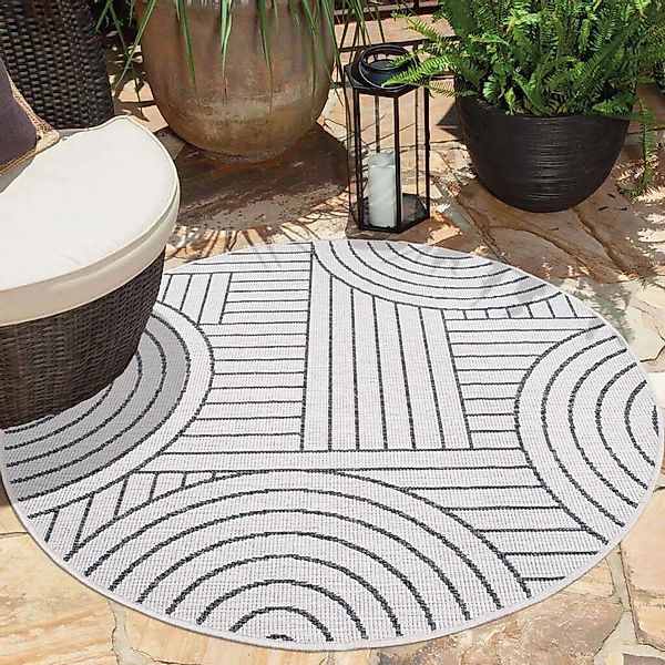 Carpet City Outdoorteppich "DUO RUG 5842" rund 5 mm Höhe Wendeteppich Wette günstig online kaufen