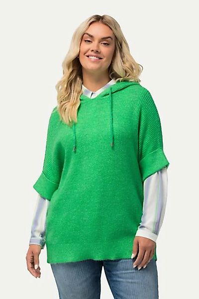 Ulla Popken Pullunder Pullover Kapuze Oversized Halbarm Fancystrick günstig online kaufen