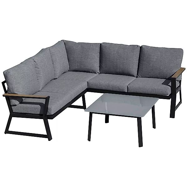 Outsunny Gartenmöbel-Set 4 Personen Beistelltisch Balkonmöbel Sofa Kissen L günstig online kaufen