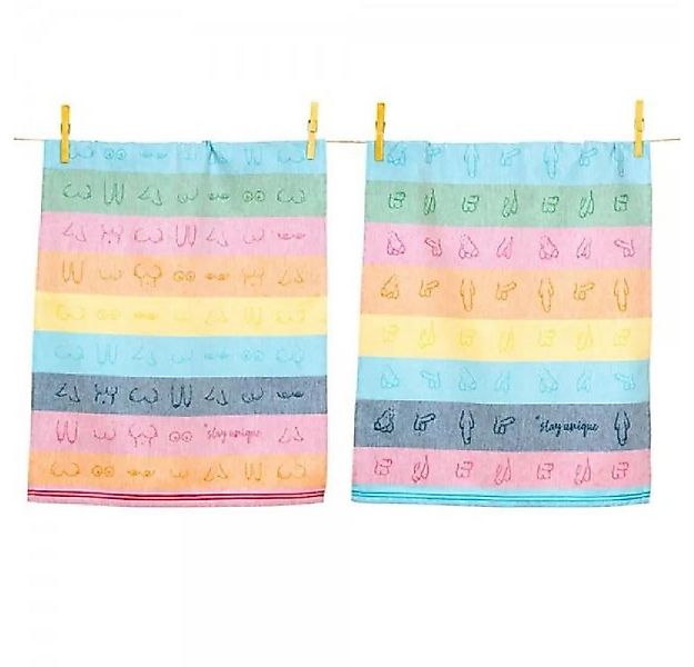 PAD Geschirrtuch Pad Geschirrtücher Unisex Penis und Brüste Multicolor (2er günstig online kaufen