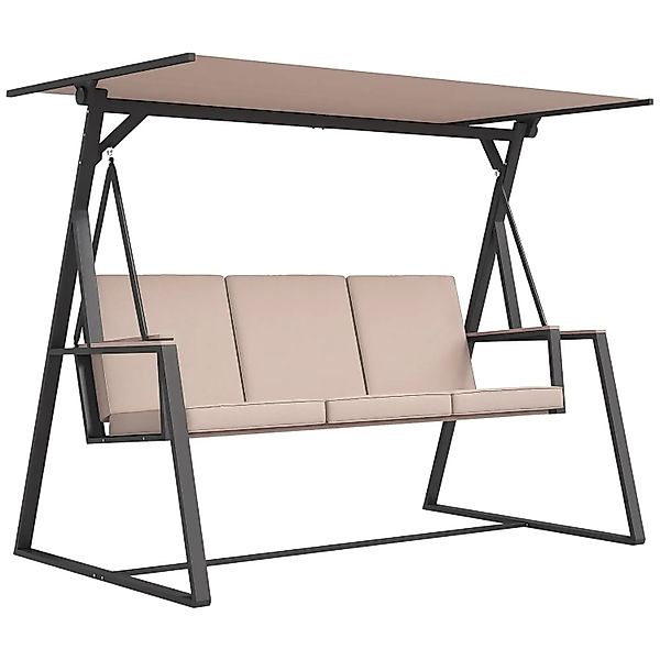 Outsunny Hollywoodschaukel 3-Sitzer Khaki 205 x 130 x 175 cm günstig online kaufen