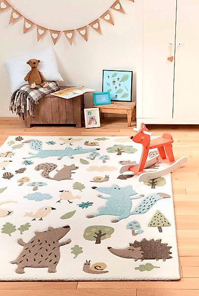 Sigikid Kinderteppich »Forest«, rechteckig, 13 mm Höhe, Wald Tiere Design, günstig online kaufen