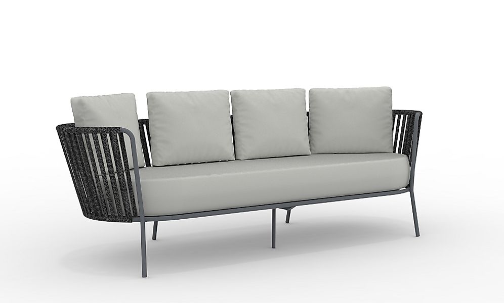 3-Sitzer Sofa Daisy Rope - wasserbeständig dunkelgrau, grau-grigio günstig online kaufen