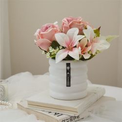 Kunstblumenstrauß Künstliche Lilie Rose Bonsai Set günstig online kaufen
