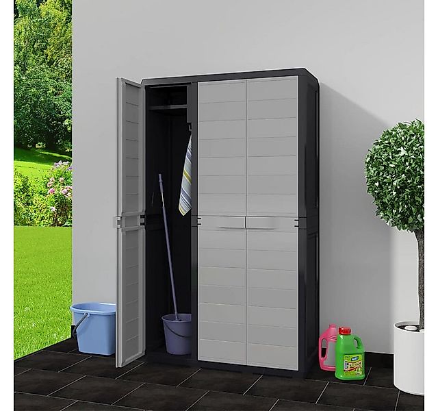 vidaXL Garten-Geräteschrank, Gartenschrank mit 4 Regalen Schwarz und Grau günstig online kaufen