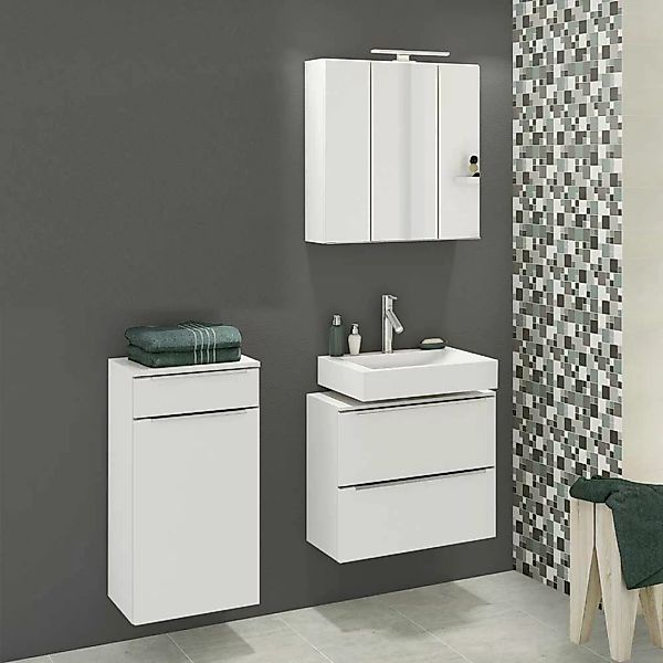 Design Badezimmer Set in Weiß 100 cm breit (dreiteilig) günstig online kaufen