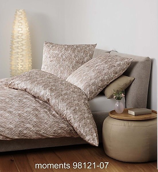 Janine Janine Mako-Satin Bettwäsche moments 98121 beige Größe:  135x200 cm günstig online kaufen