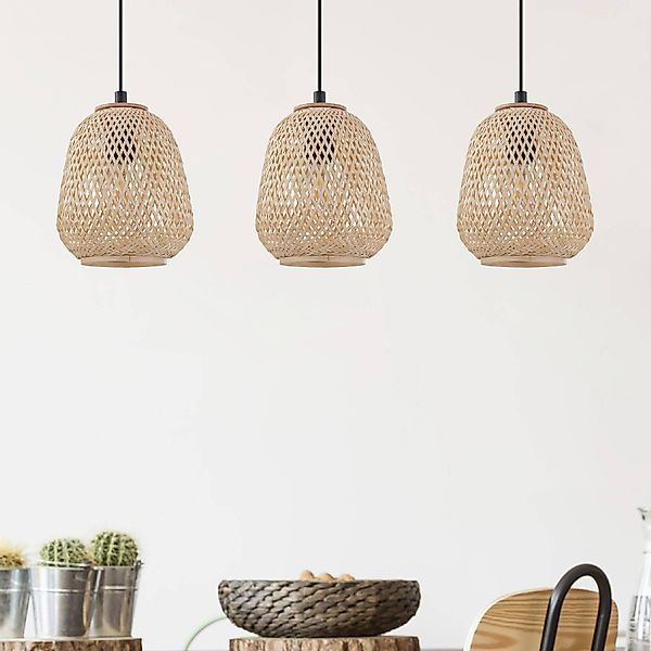 EGLO Hängeleuchte »Dembleby« E27 Hängelampe Vintage, Natur, Hygge, Holzgefl günstig online kaufen