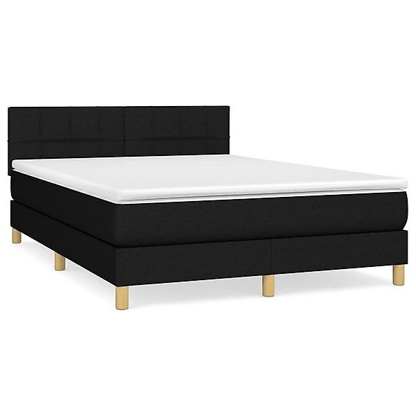 vidaXL Boxspringbett, Boxbett mit Matratze Schwarz 140x200 cm Stoff günstig online kaufen