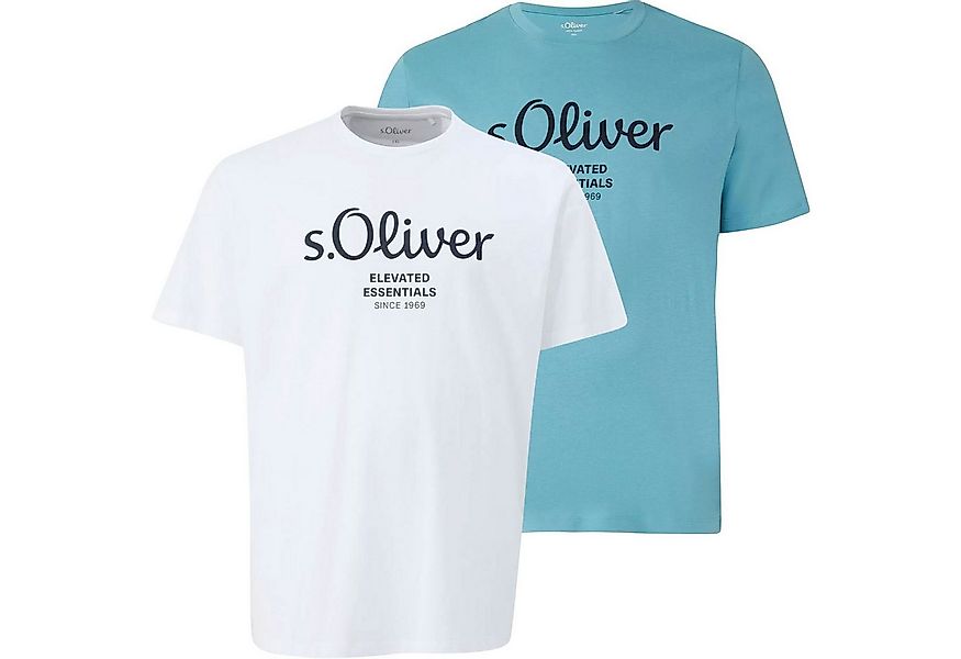s.Oliver T-Shirt Big Size (2-tlg) Rundhals, kurzarm, Logo-Aufdruck günstig online kaufen