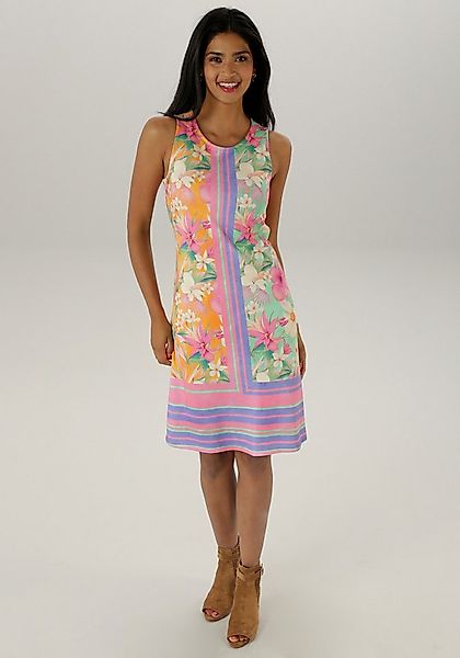Aniston SELECTED Sommerkleid mit modischen Druck und gestreifter Bordüre am günstig online kaufen