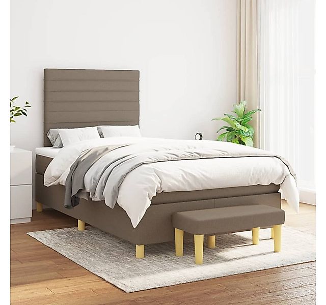 vidaXL Boxspringbett, Boxspringbett mit Matratze Taupe 120x200 cm Stoff günstig online kaufen