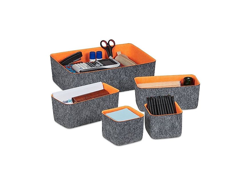 relaxdays Aufbewahrungskorb 5-teiliger Schubladen Organizer Filz günstig online kaufen