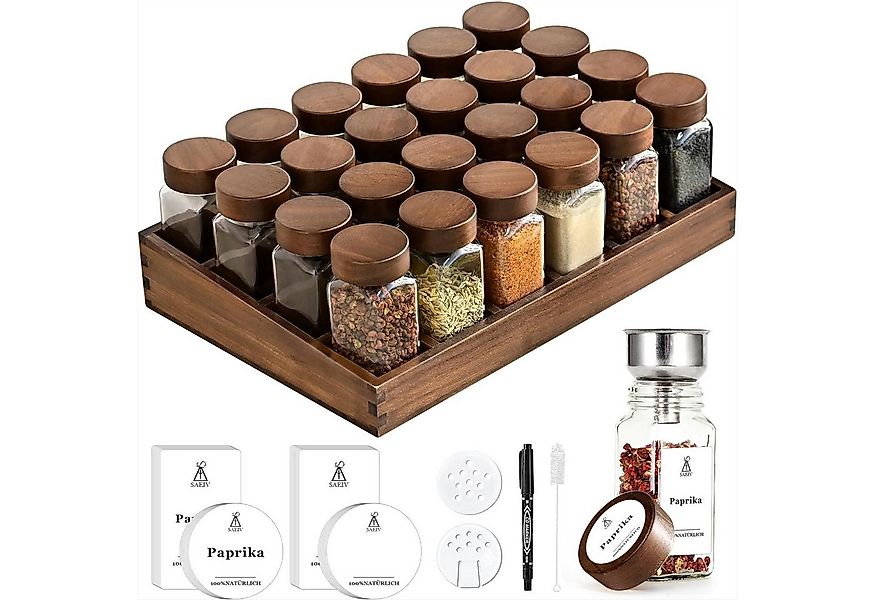 KingLux Gewürzständer Akazienholz-Tablett-Gewürzständer mit 24stk.Gewürzglä günstig online kaufen