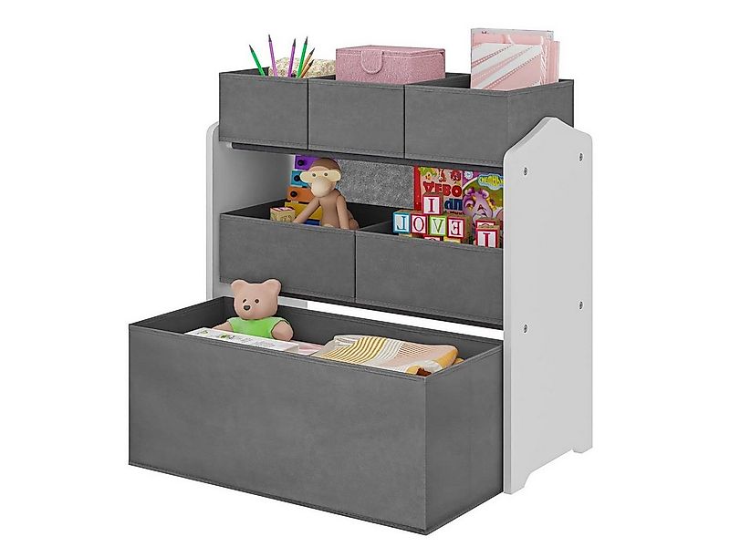 EUGAD Kinderregal, 1-tlg., Aufbewahrungsboxen aus MDF Vliesstoff, Weiß+Grau günstig online kaufen