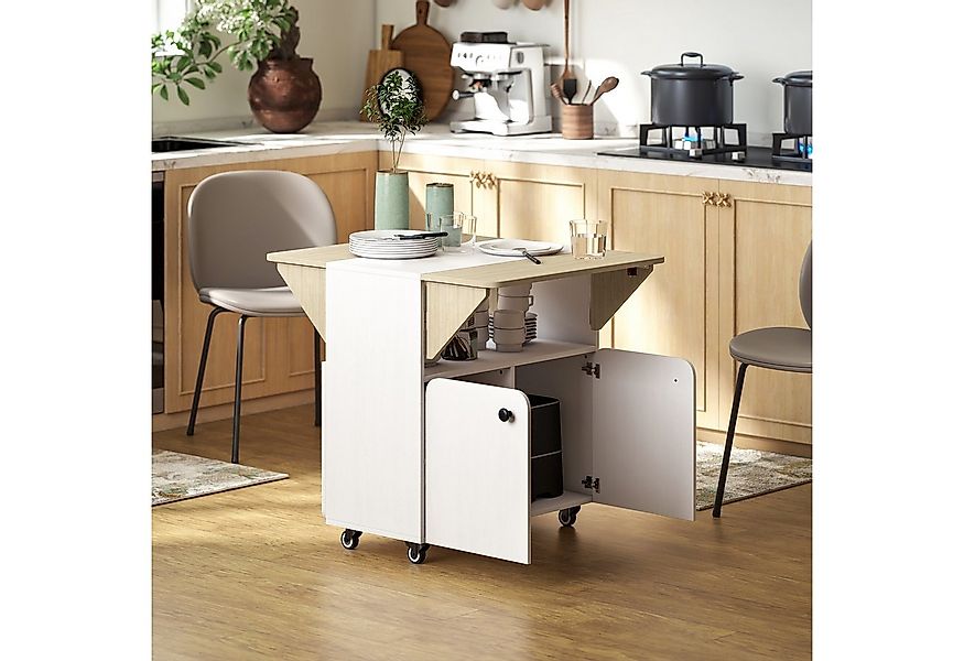 HOMCOM Esstisch mit Rolle, Stauraum (mobiler Küchentisch, 1-St., Klapptisch günstig online kaufen
