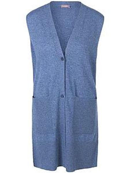Long-Strickweste aus Schurwolle und Kaschmir include blau günstig online kaufen