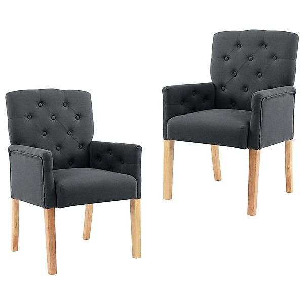 vidaXL Esszimmerstühle mit Armlehnen 2 Stk Grau Stoff 3058290 günstig online kaufen