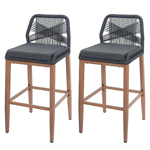 Proregal 2er-Set Rope-Barhocker HxBxT 101x45x50 cm Sitzhöhe 76cm Anthrazit günstig online kaufen