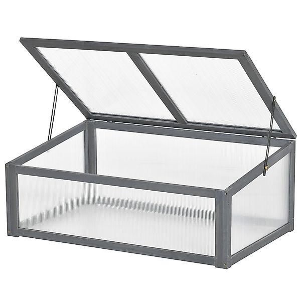 Outsunny Gewächshaus Winterfest Tannenholz Polycarbonat Grau günstig online kaufen