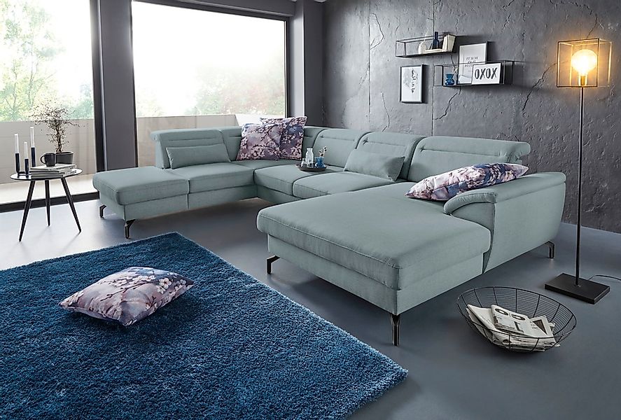 sit&more Wohnlandschaft "Percy U-Form", 15 cm Fußhöhe, Sitztiefenverstellun günstig online kaufen