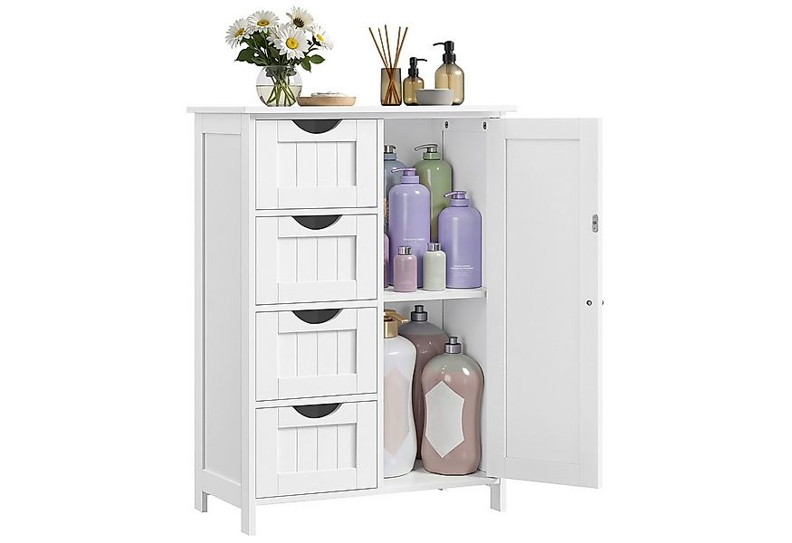 VASAGLE Badmöbel-Set Badezimmerschrank Badschrank Beistellschrank, mit 4 Sc günstig online kaufen