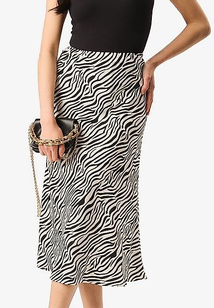 GINI LONDON Sommerrock Gini Satin Mono Zebra Print Satin Bias Midirock günstig online kaufen