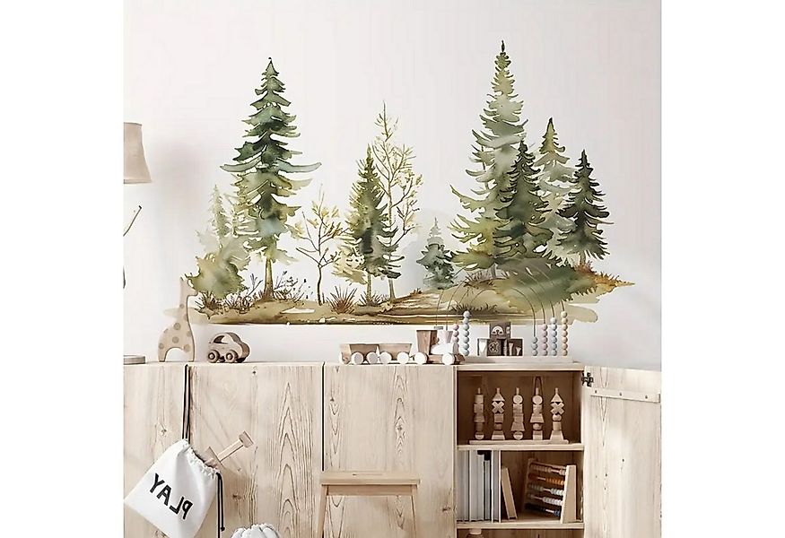 Montegoni Wandtattoo Aquarell-Wald-Wandaufkleber – perfekt für Schlafzimmer günstig online kaufen