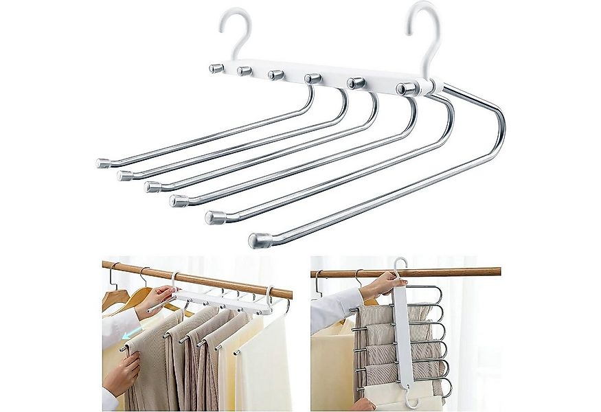zggzerg Kleiderbügel Mehrfach-Kleiderbügel Raumsparbügel 6 in1 Edelstahl-2s günstig online kaufen