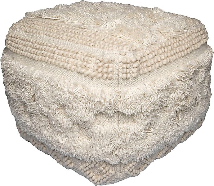 Kayoom Pouf Bohist 125 50cm x 50cm, Strukturen mit Fransen und Quasten (1-S günstig online kaufen
