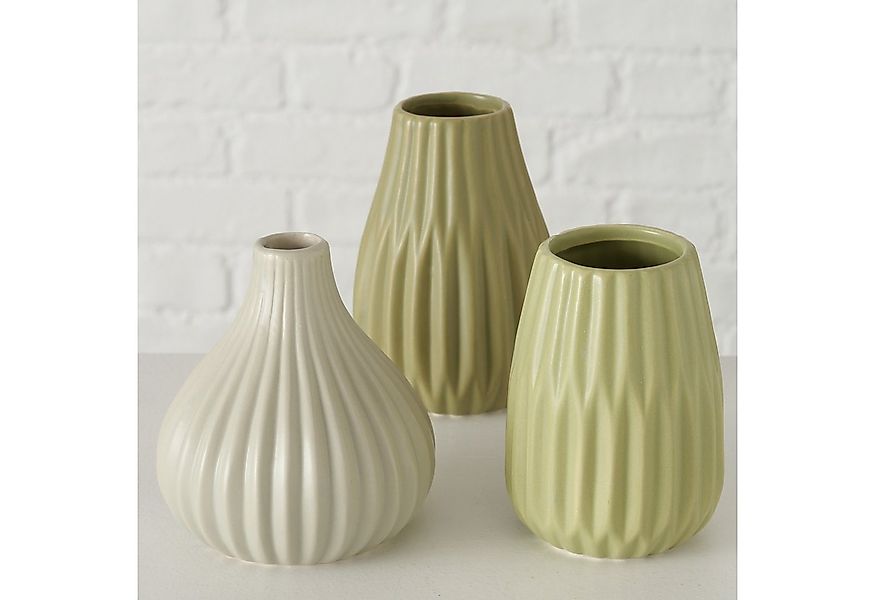 BOLTZE Tischvase Blumenvase aus Keramik im 3er Set Mattes Design - Grün günstig online kaufen
