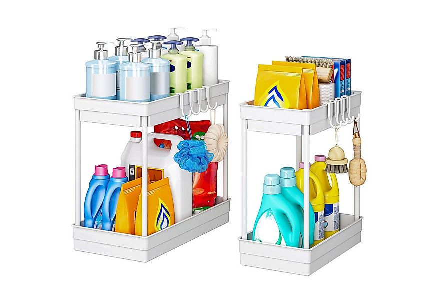 POPOLIC Aufbewahrungsbox Doppelschichtiger Abfluss mit Haken-Aufbewahrungsr günstig online kaufen