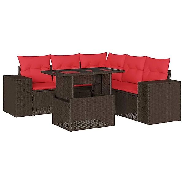 vidaXL 6-Tlg Gartensofa-Set mit Kissen Braun Polyrattan 3269164 günstig online kaufen