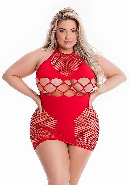 Pink Lipstick Lingerie Minikleid Netz-Kleid Plus Size Übergröße - rot günstig online kaufen