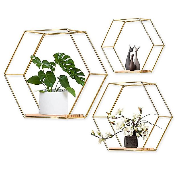 NUODWELL Wandregal 3 Stück Hexagon-Wandregalen schwarzen schwebenden Regale günstig online kaufen