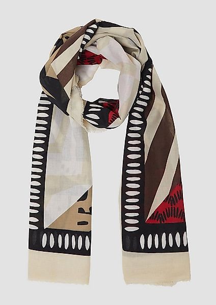 s.Oliver Schal Tuch, Tuch mit All-over-Print und Fransen günstig online kaufen