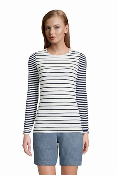 Shirt aus Baumwoll/Modalmix Gestreift, Damen, Größe: L Normal, Elfenbein, b günstig online kaufen
