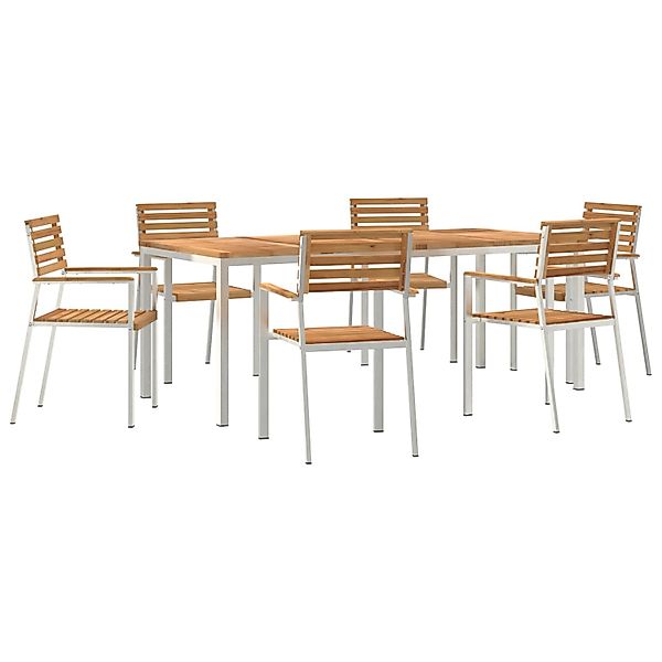 vidaXL 7-Teiliges Gartentischset aus Massivem Holz Teak 3334787 günstig online kaufen