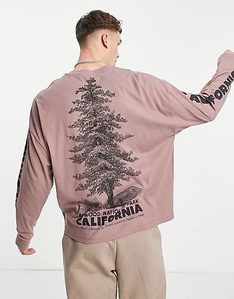 ASOS DESIGN – Langärmliges Oversize-Shirt in Hellrosa mit Outdoor-Rücken- u günstig online kaufen