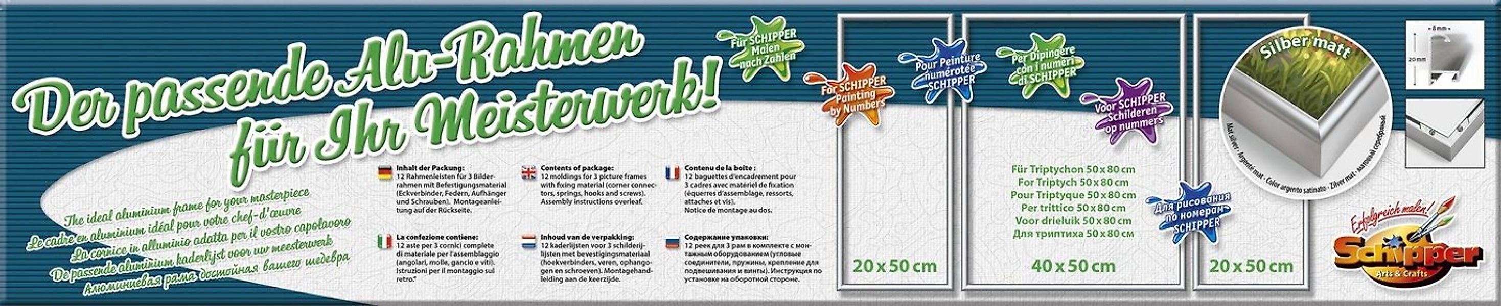 Schipper Bilderrahmen Malen nach Zahlen, Triptychon 80x50 cm, silberfarben, günstig online kaufen
