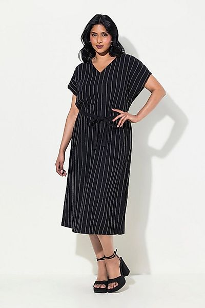 Ulla Popken Maxikleid Jersey-Midikleid Struktur V-Ausschnitt ärmellos günstig online kaufen